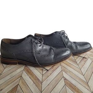 Size 9.5 Joseph Abboud Italian Leather Dress Shoes Charcoal Grey Oxfords